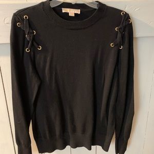 Michael Kors lace-up crewneck sweater in black